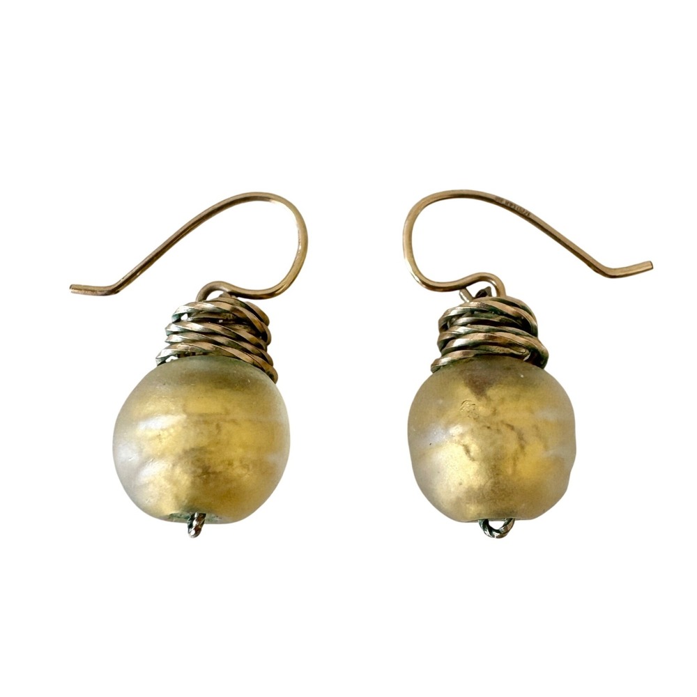 Vintage Y2K Elizabeth Showers Venetian Glass Bead Dangling Earrings, Minimalist
